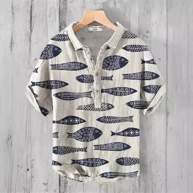 2024 Green Hawaiian Art Print Shirt with 3D Fish Design - Image 11