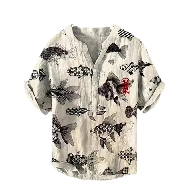 2024 Green Hawaiian Art Print Shirt with 3D Fish Design - Image 12