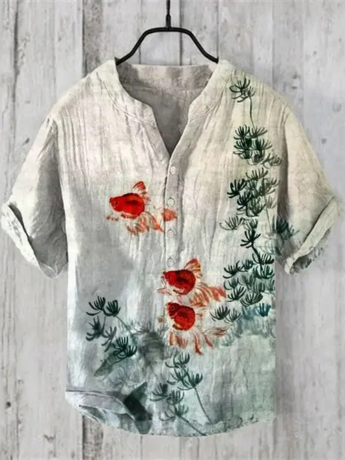 2024 Green Hawaiian Art Print Shirt with 3D Fish Design - Image 7