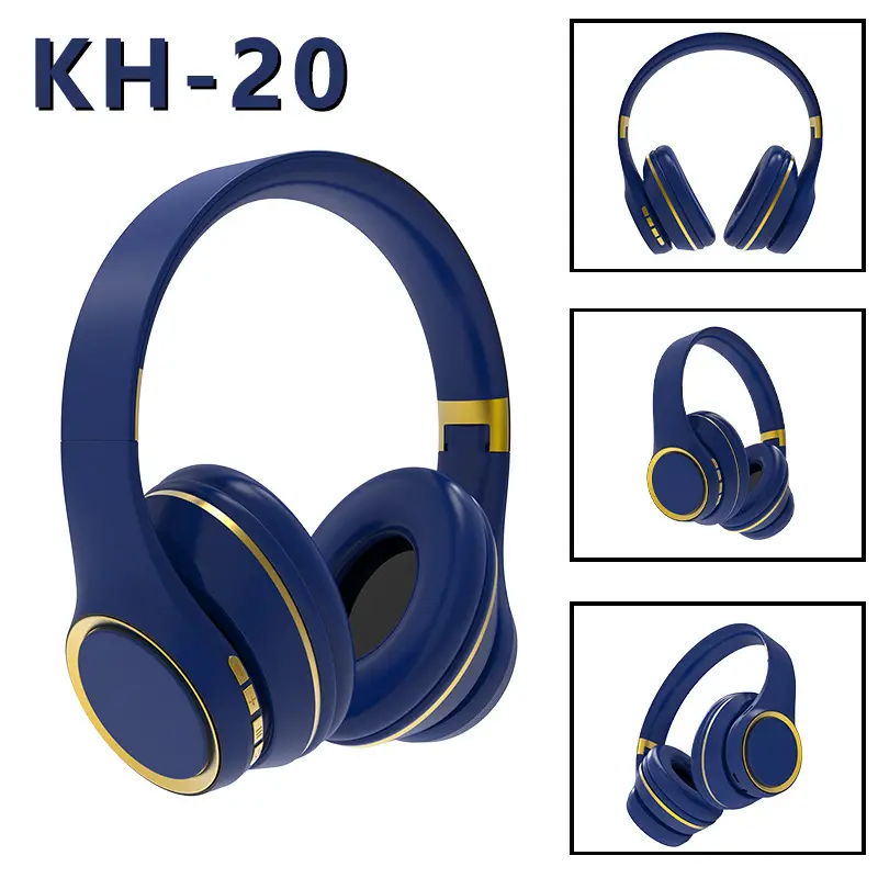 Wireless Bluetooth Headset Blue Gold Heavy Bass - Image 6