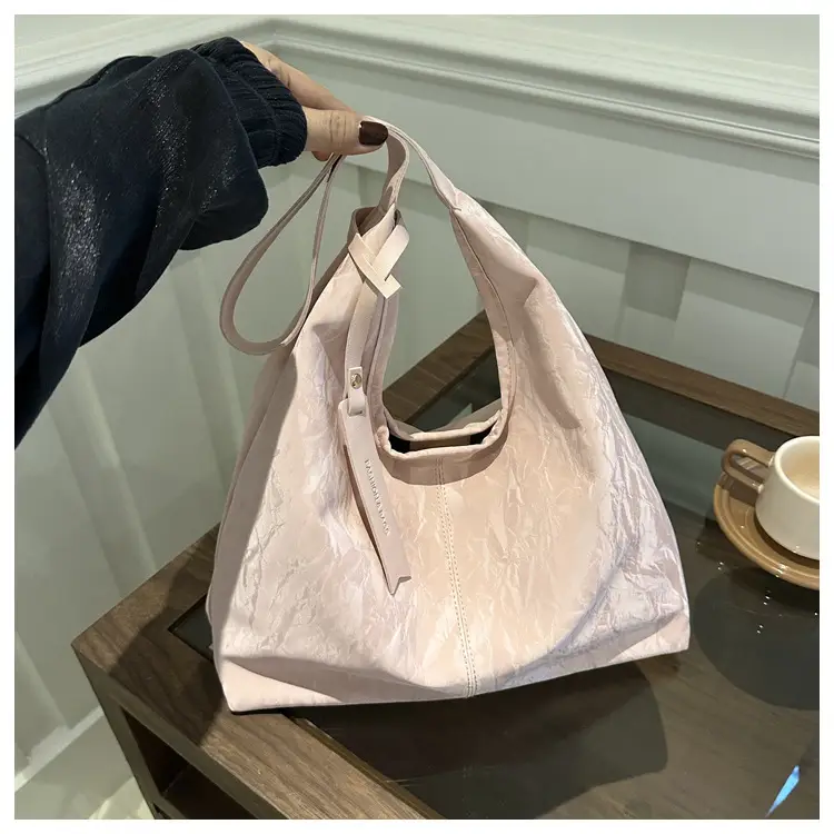Korean Style Silver Collapsible Large Shoulder Bag Women - Image 3