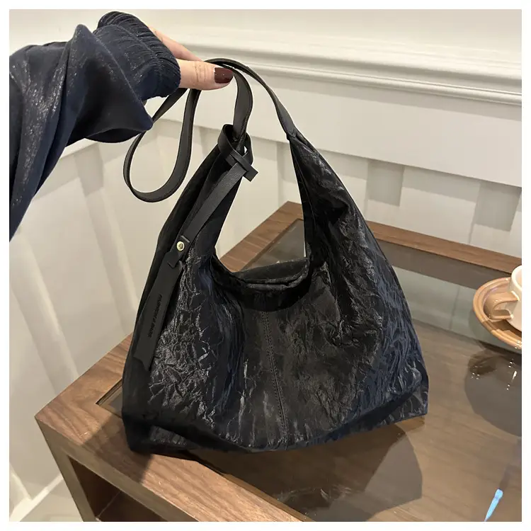 Korean Style Silver Collapsible Large Shoulder Bag Women - Image 2