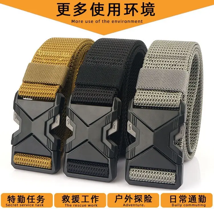 Men Tactical Black Nylon Belt with Buckle — feature 1