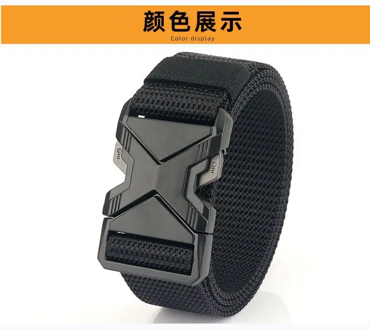 Men Tactical Black Nylon Belt with Buckle — feature 13