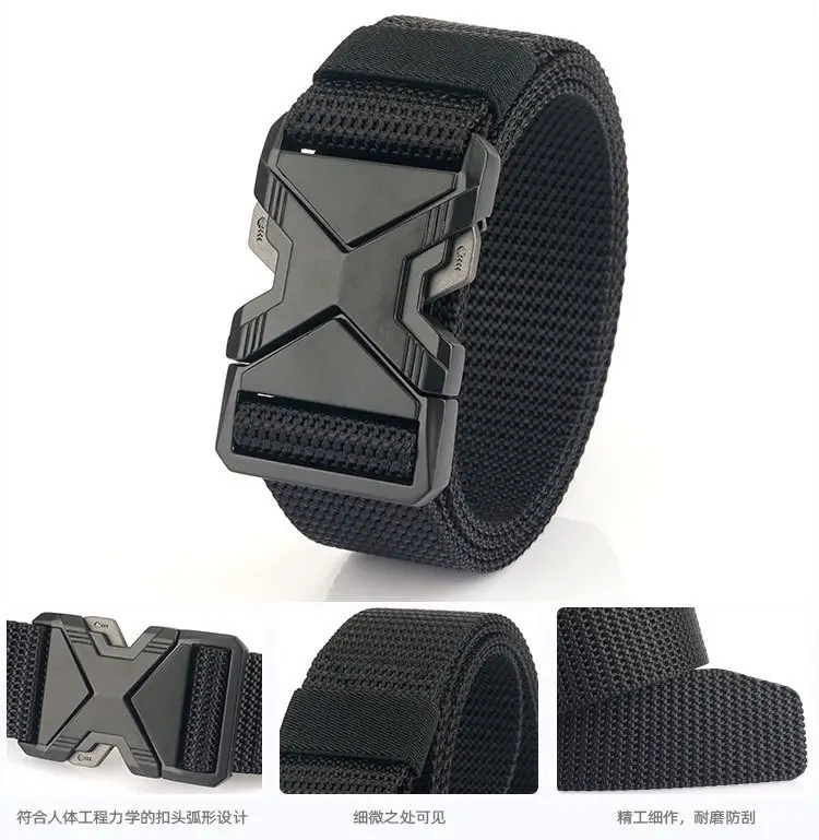Men Tactical Black Nylon Belt with Buckle — feature 19