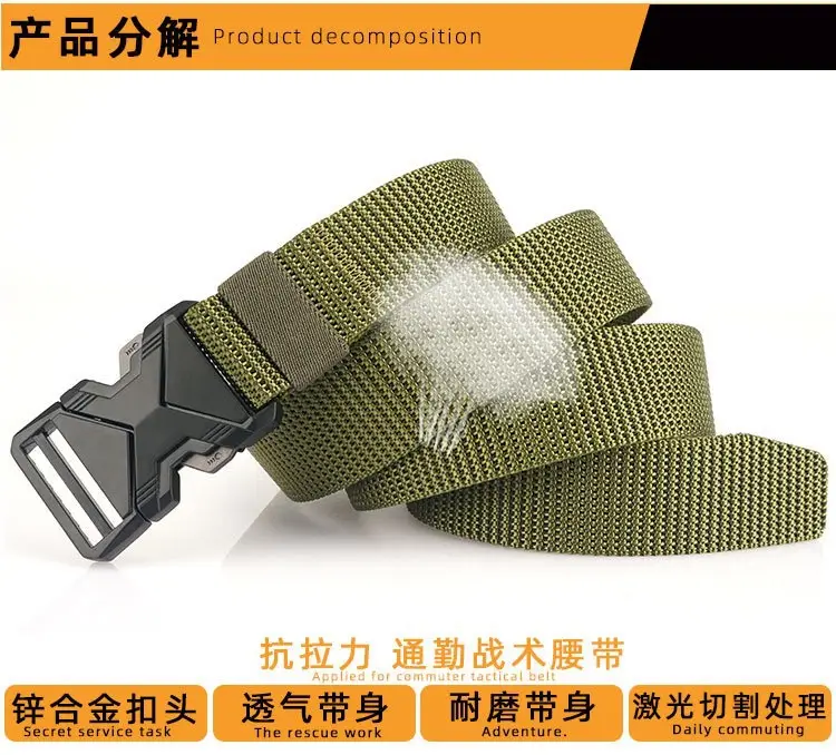 Men Tactical Black Nylon Belt with Buckle — feature 3