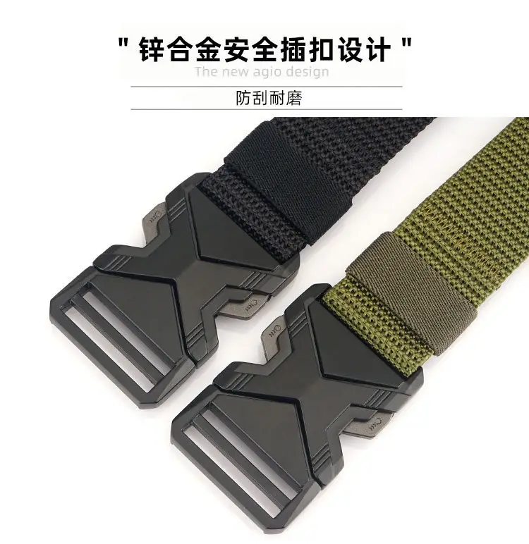 Men Tactical Black Nylon Belt with Buckle — feature 4