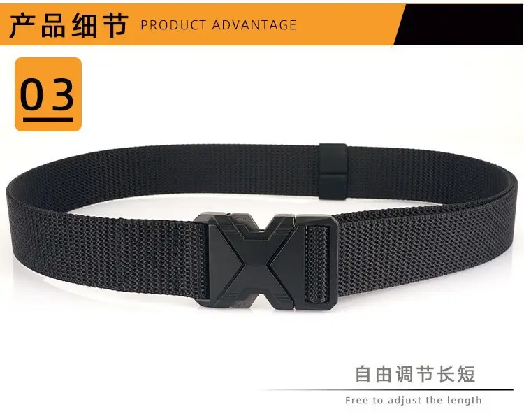 Men Tactical Black Nylon Belt with Buckle — feature 7