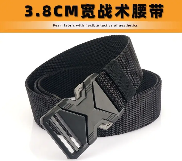 Men Tactical Black Nylon Belt with Buckle — feature 9
