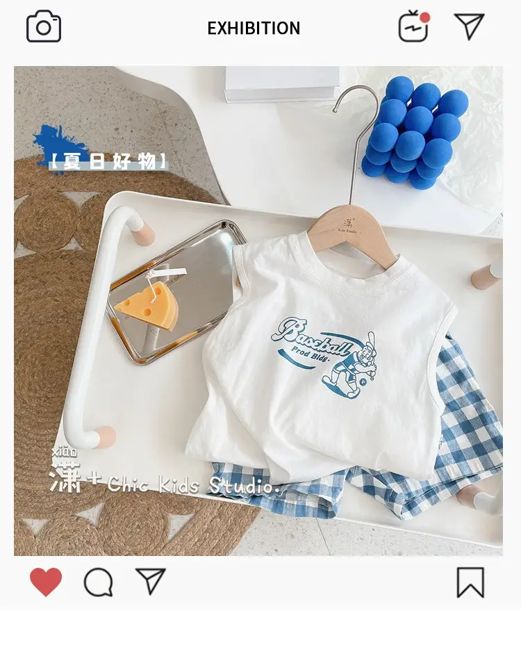 White Sleeveless T-Shirt for Boys with "Fried Chicken" Print — feature 1