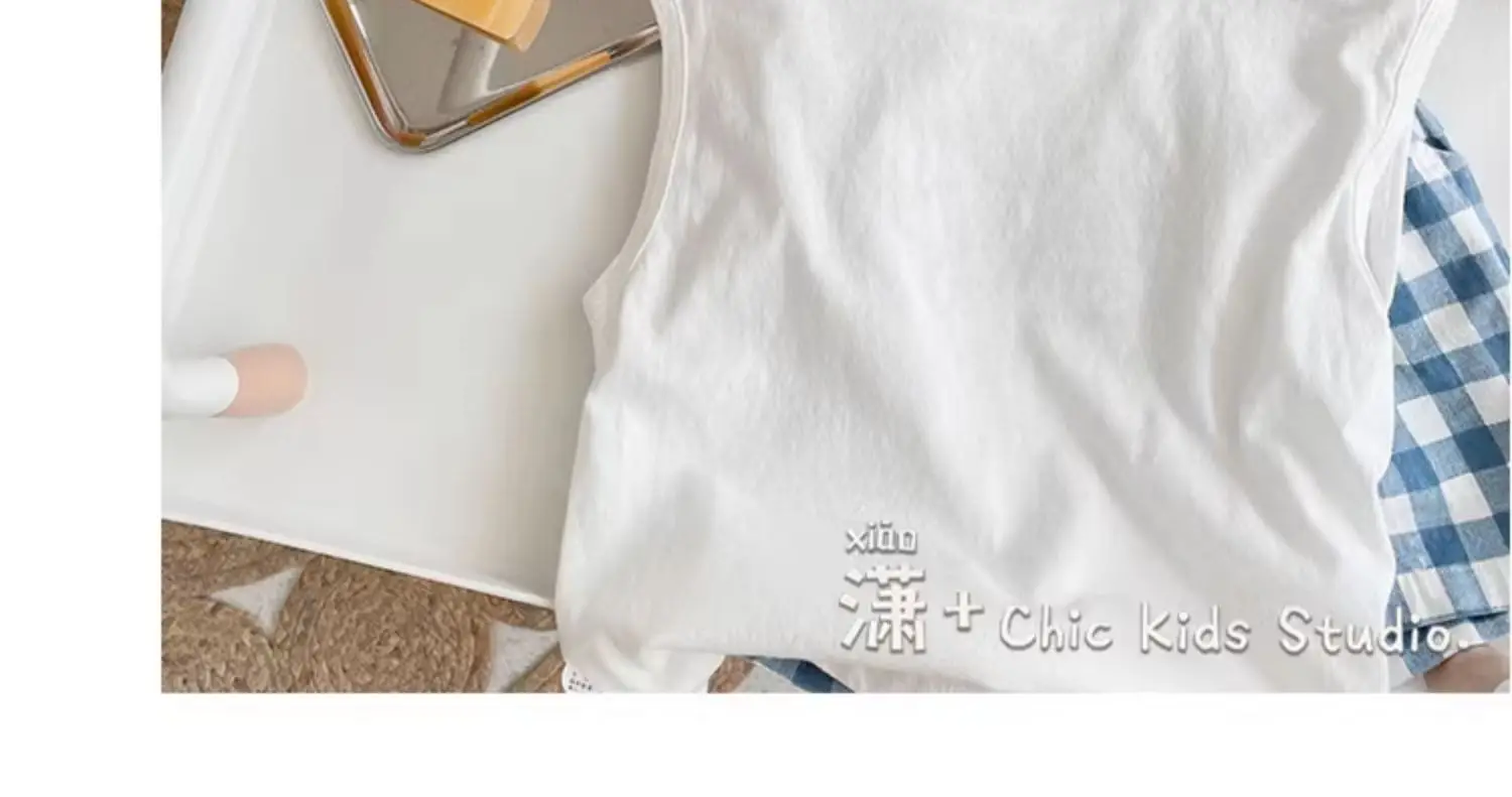 White Sleeveless T-Shirt for Boys with "Fried Chicken" Print — feature 10