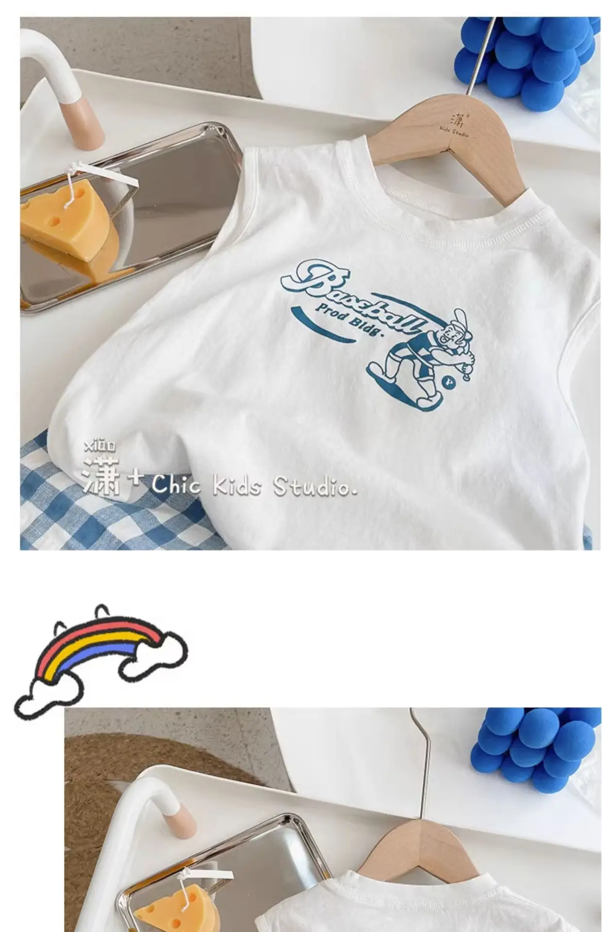 White Sleeveless T-Shirt for Boys with "Fried Chicken" Print — feature 9