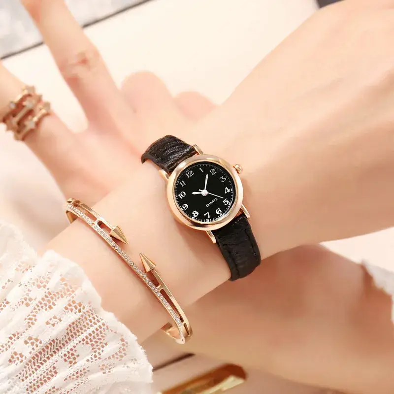 Korean Style Black Dial Bracelet Watch for Girls - Image 3