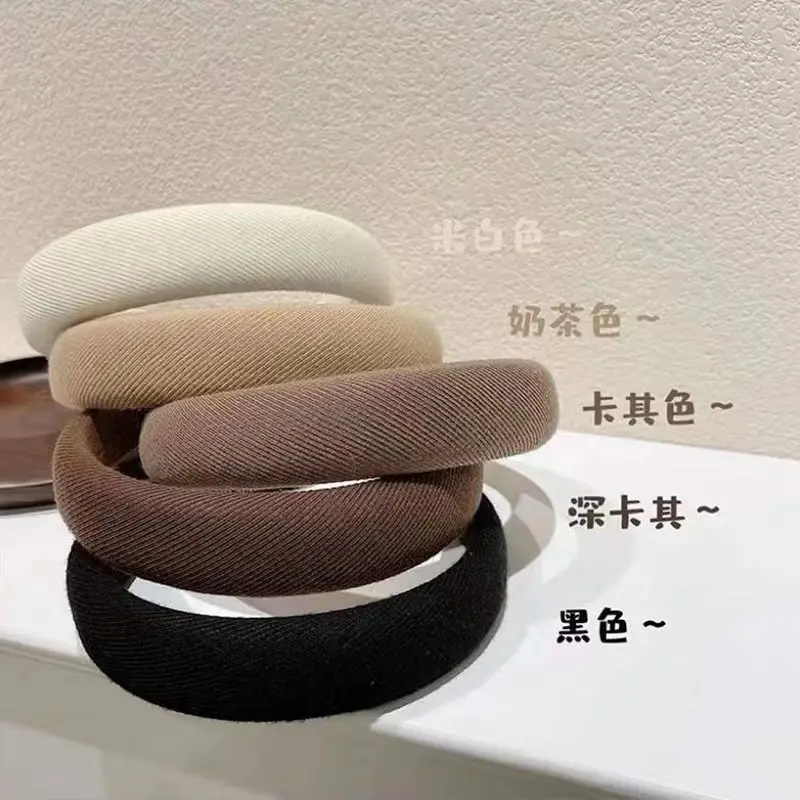 Sponge High Crown Hairband Wide Edge Milk Tea Women - Image 9