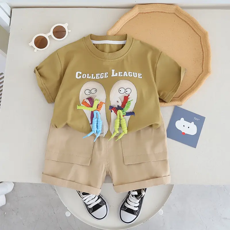 Children's College League Graphic Cotton Shorts Suit