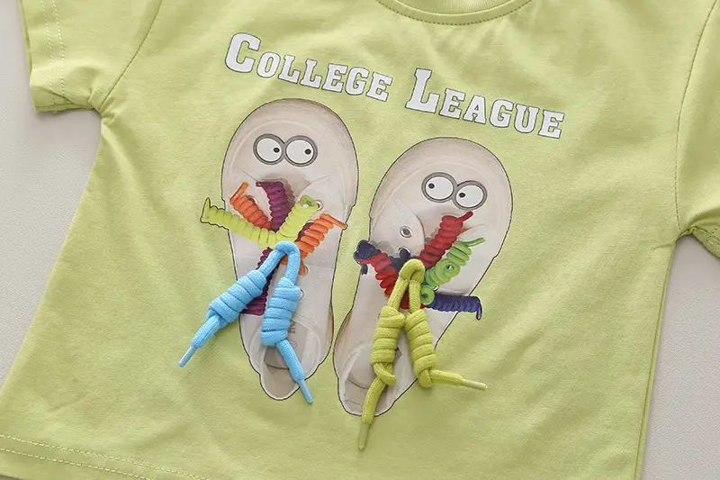 Children's College League Graphic Cotton Shorts Suit — feature 7