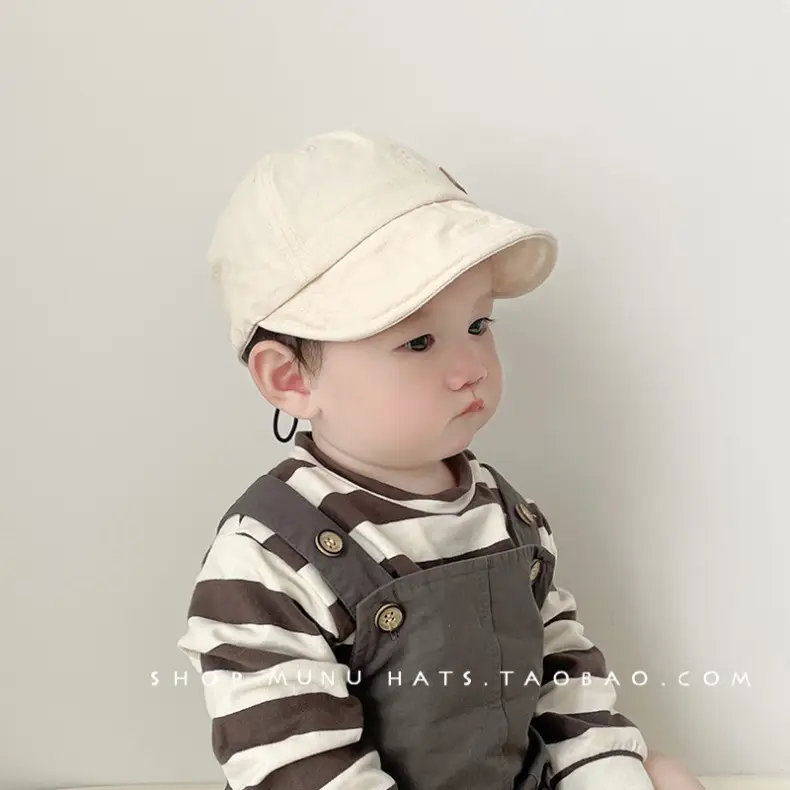 Baby's Cotton Baseball Cap Tan Big Brim Spring Autumn — feature 4