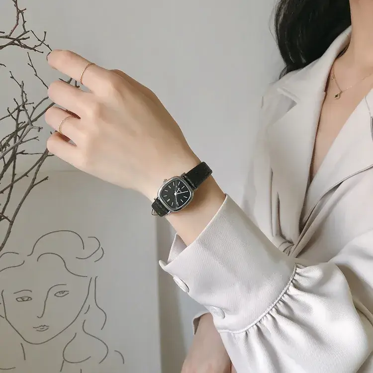 Square Roman Quartz Watch for Women Rose Gold Strap