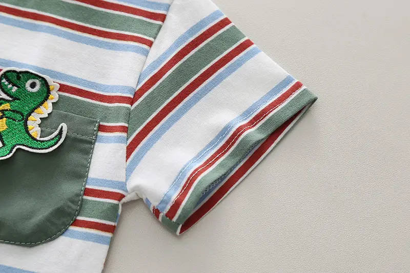 Children Striped T-Shirt Suit Green Pants 2024 — feature 7
