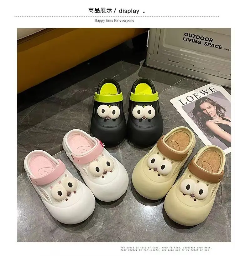 Big Eyes Hole Shoes Women's DIY Thick Sole Shoes for Stomping Feeling EVA Fashion Outdoor Wear Sandals Personalized Foreign Trade Japan and South Korea Cross-border — feature 11