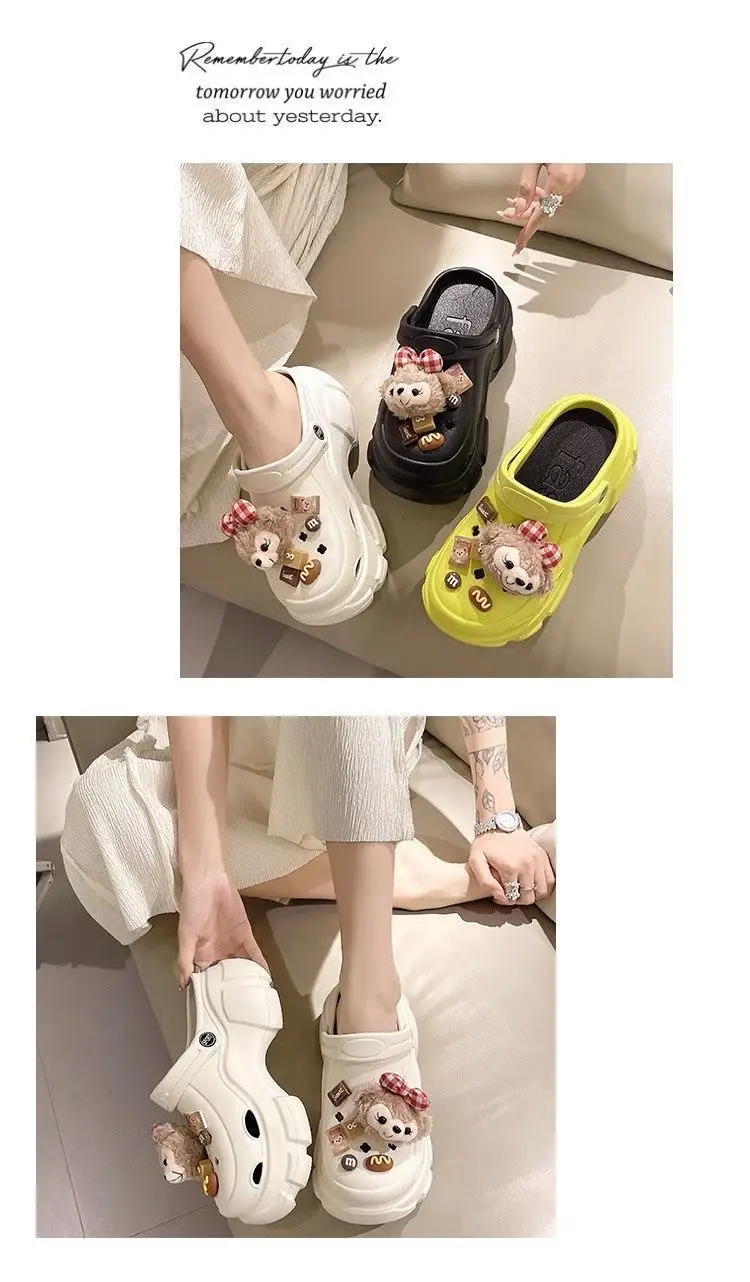 Internet Celebrity Popular DIY Plush Cartoon Clogs for Women to Wear in Summer, High Heels, Thick Soles, Fashionable Sandals with a Poop-Feeling Feel — feature 10