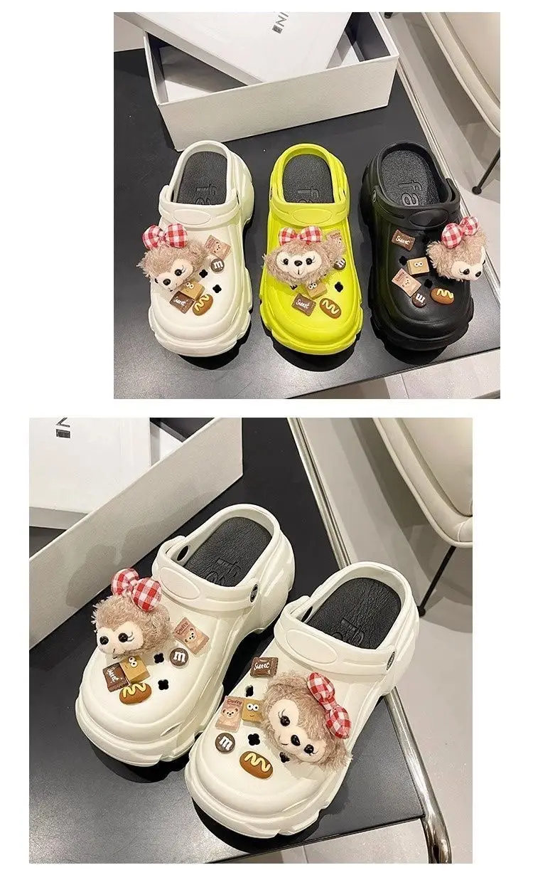 Internet Celebrity Popular DIY Plush Cartoon Clogs for Women to Wear in Summer, High Heels, Thick Soles, Fashionable Sandals with a Poop-Feeling Feel — feature 11