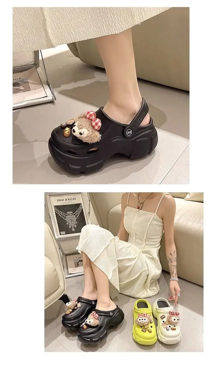 Internet Celebrity Popular DIY Plush Cartoon Clogs for Women to Wear in Summer, High Heels, Thick Soles, Fashionable Sandals with a Poop-Feeling Feel — feature 6
