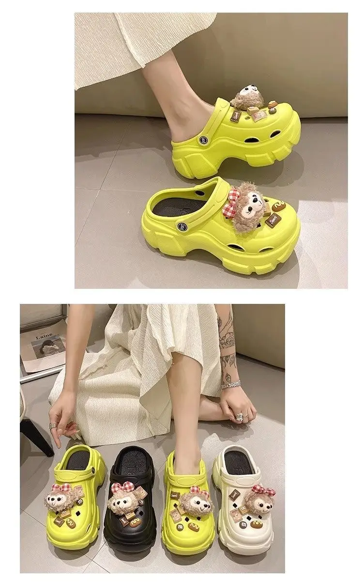 Internet Celebrity Popular DIY Plush Cartoon Clogs for Women to Wear in Summer, High Heels, Thick Soles, Fashionable Sandals with a Poop-Feeling Feel — feature 8