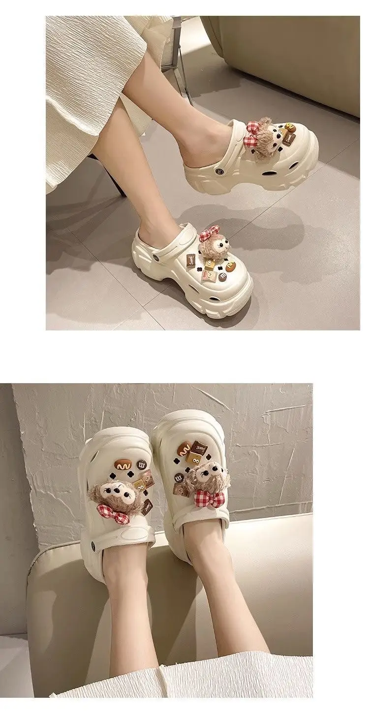 Internet Celebrity Popular DIY Plush Cartoon Clogs for Women to Wear in Summer, High Heels, Thick Soles, Fashionable Sandals with a Poop-Feeling Feel — feature 9