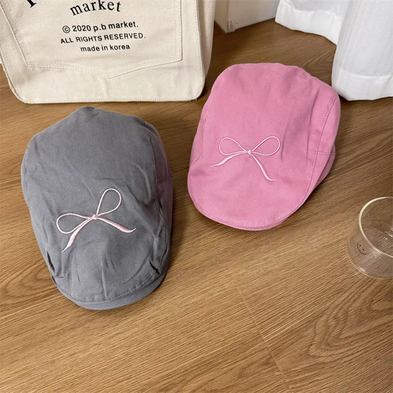 Korean Style Bowknot Cap Girls Spring Summer Lightweight - Image 8