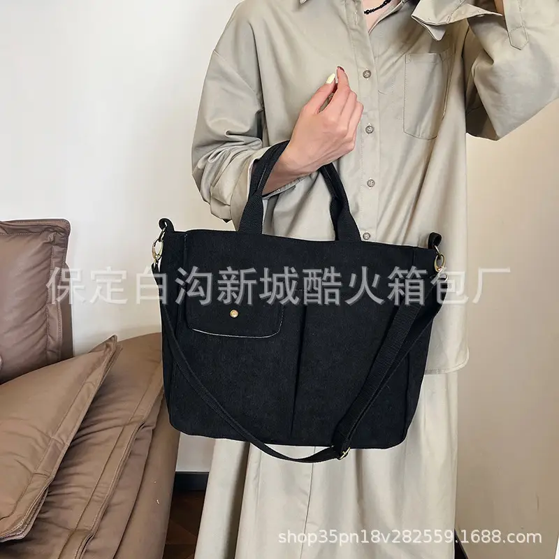 Women's Grey Corduroy Tote Bag 2024 New - Image 9