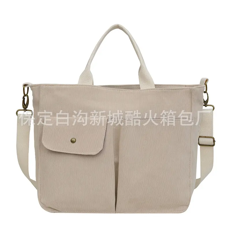 Women's Grey Corduroy Tote Bag 2024 New - Image 11