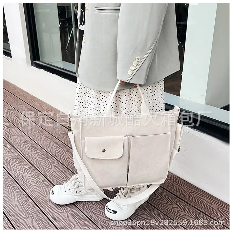 Women's Grey Corduroy Tote Bag 2024 New — feature 10