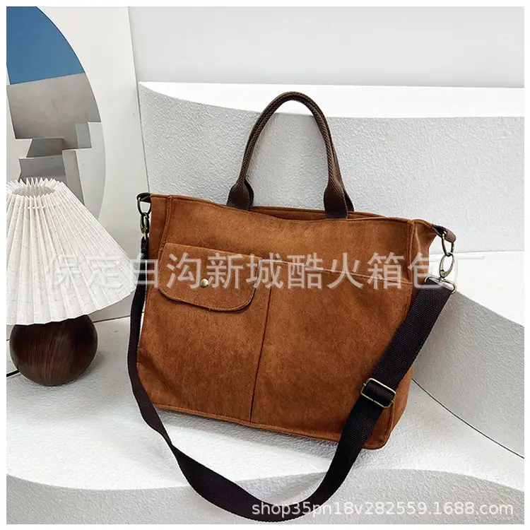 Women's Grey Corduroy Tote Bag 2024 New — feature 12