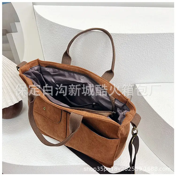 Women's Grey Corduroy Tote Bag 2024 New — feature 15