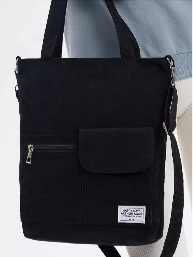 Women's Grey Corduroy Tote Bag 2024 New - Image 5