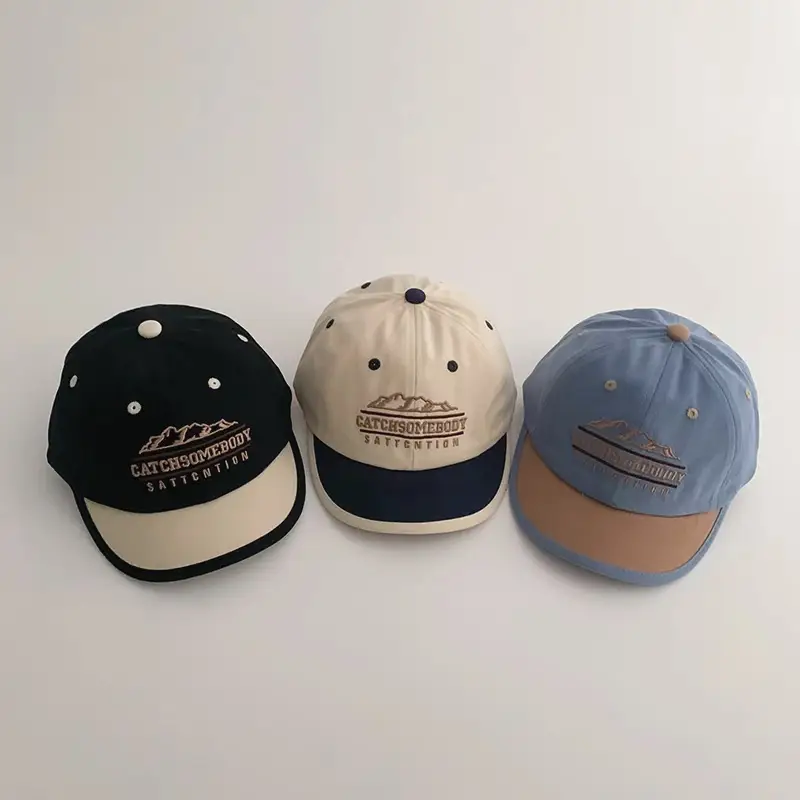 Kids Sun Hat with Mountain Design, Beige & Navy, 1 Pc - Image 7