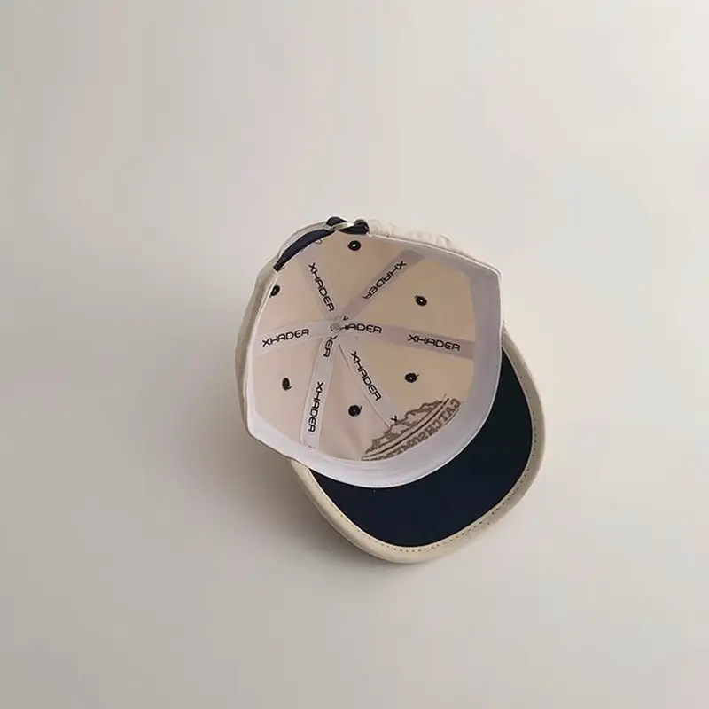 Kids Sun Hat with Mountain Design, Beige & Navy, 1 Pc - Image 8