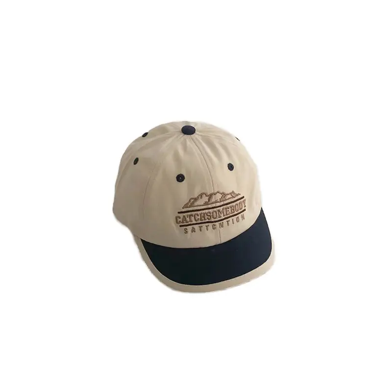 Kids Sun Hat with Mountain Design, Beige & Navy, 1 Pc - Image 9