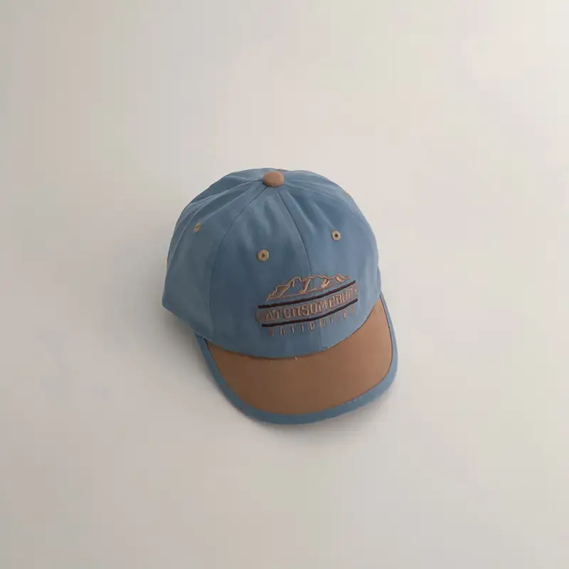 Kids Sun Hat with Mountain Design, Beige & Navy, 1 Pc - Image 3