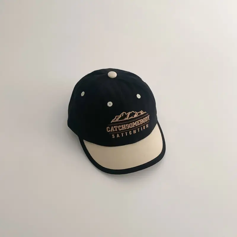 Kids Sun Hat with Mountain Design, Beige & Navy, 1 Pc - Image 4
