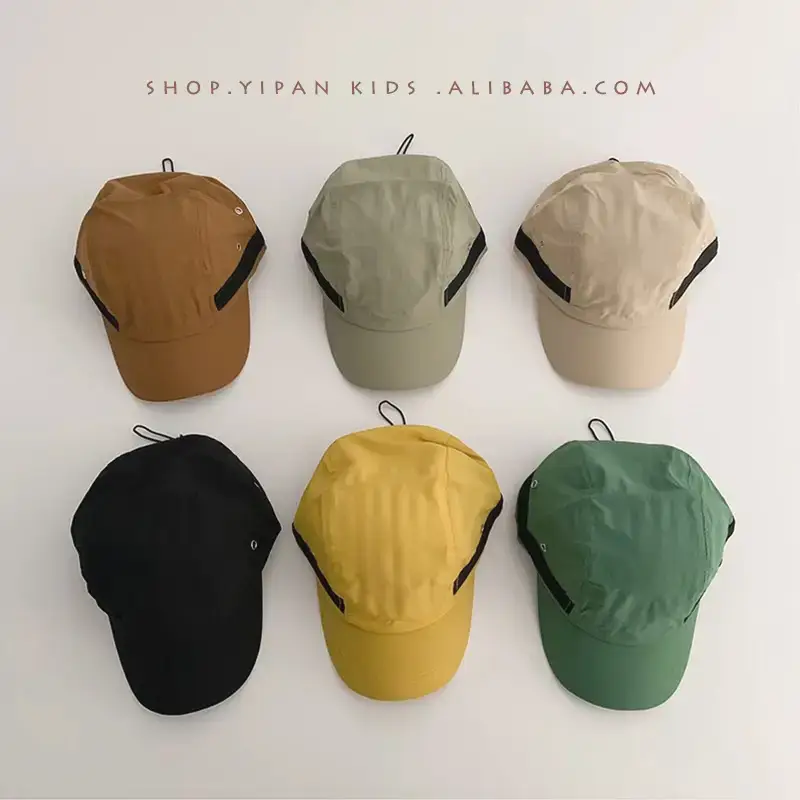Children's Beige Olive Baseball Cap Sunscreen Hat - Image 3