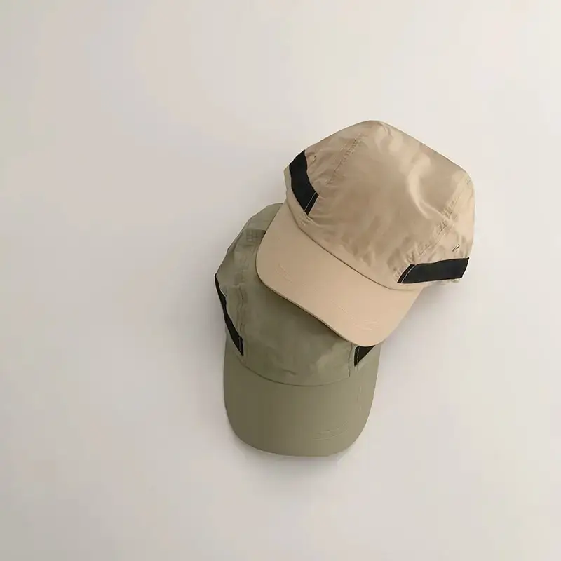 Children's Beige Olive Baseball Cap Sunscreen Hat - Image 5