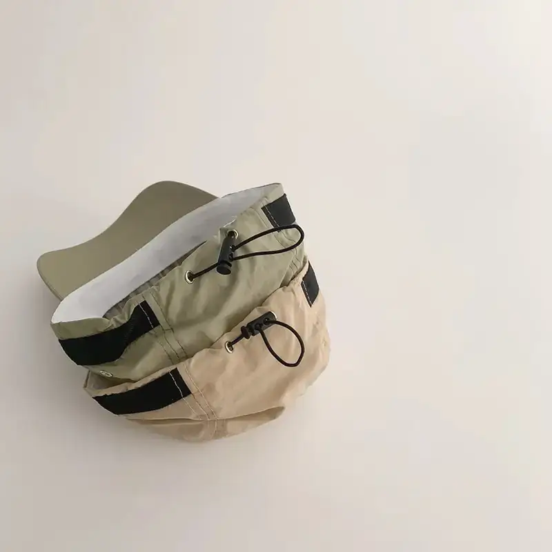 Children's Beige Olive Baseball Cap Sunscreen Hat - Image 6