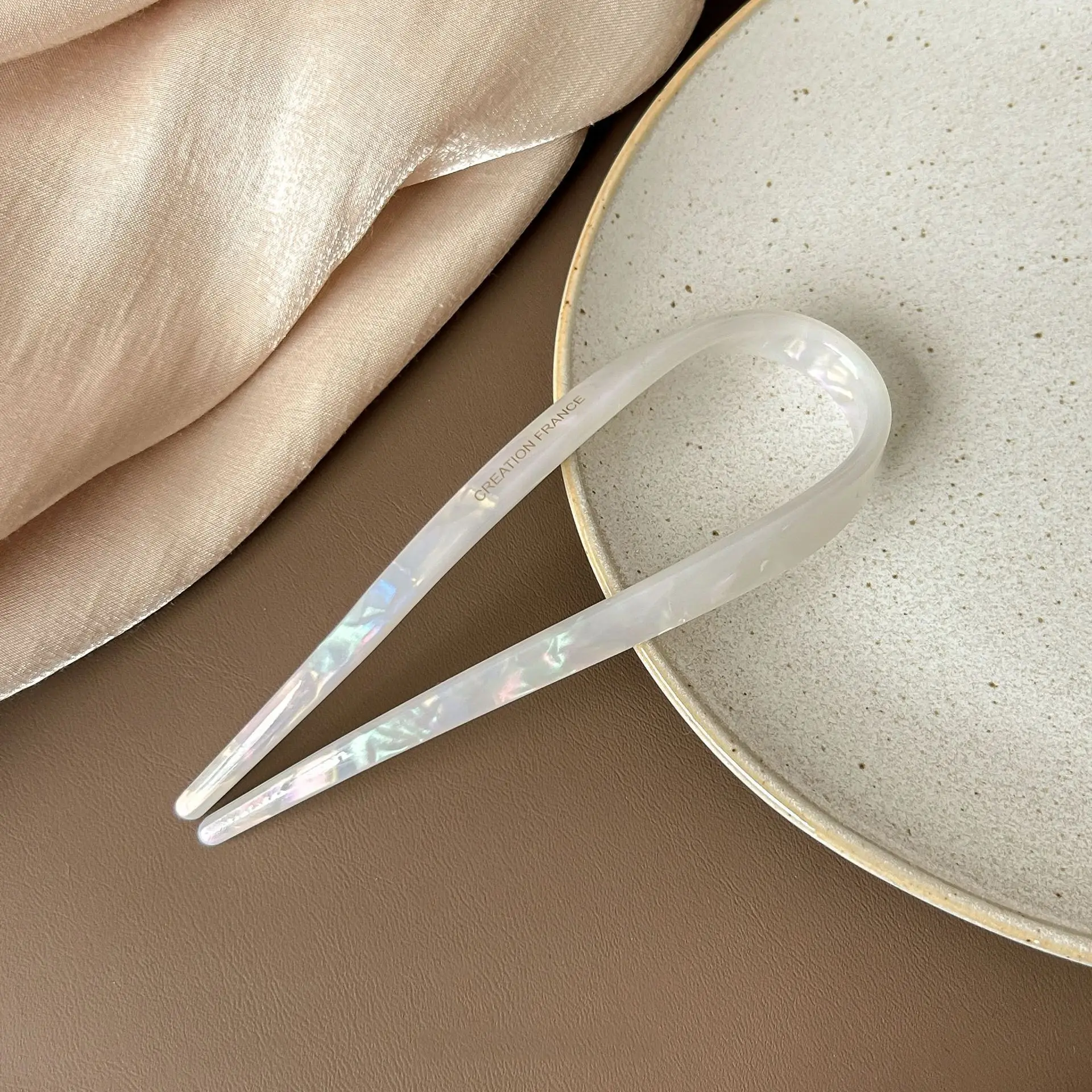 Women's Acetate U-Shaped Hairpin with Glitter Finish - Image 7