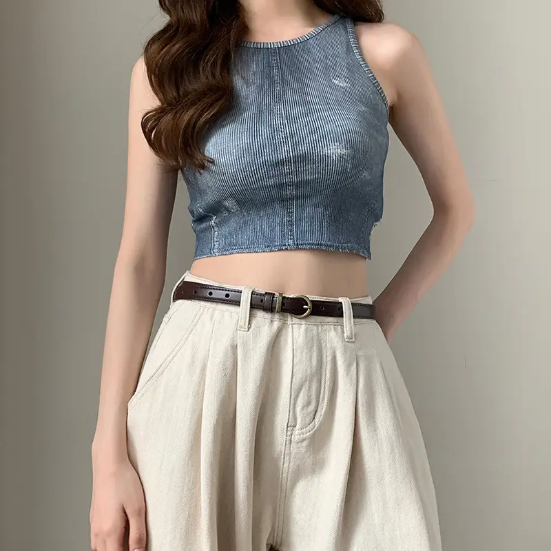 Women Genuine Leather Belt High-end Decorative Retro Double-layer Cowhide Simple Thin Belt