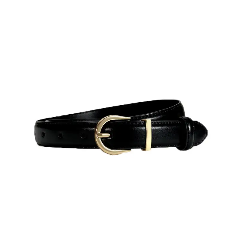 Women Genuine Leather Belt High-end Decorative Retro Double-layer Cowhide Simple Thin Belt