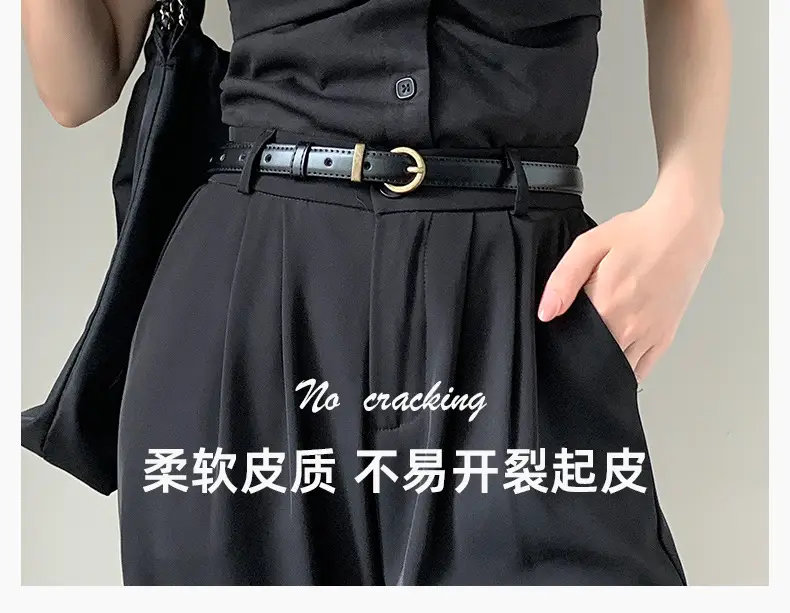 Women Genuine Leather Belt High-end Decorative Retro Double-layer Cowhide Simple Thin Belt — feature 11
