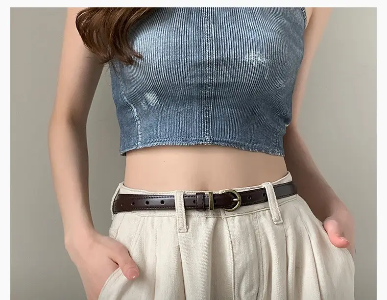 Women Genuine Leather Belt High-end Decorative Retro Double-layer Cowhide Simple Thin Belt — feature 12