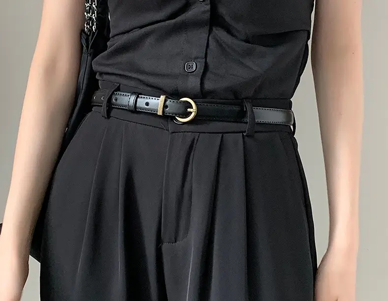 Women Genuine Leather Belt High-end Decorative Retro Double-layer Cowhide Simple Thin Belt — feature 16